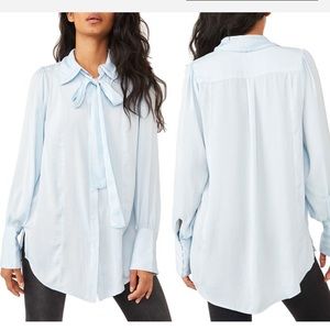 Free People Lala Tie Neck Blouse